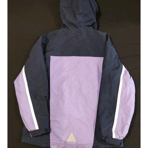 LL Bean Jacket Kid's Medium 10/12 Purple Full Zip Windbreaker Zip Pockets Hooded - Picture 2 of 11